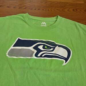 Men's SEATTLE SEAHAWKS Graphic T Shirt Green Majestic Size XL NFL Football
